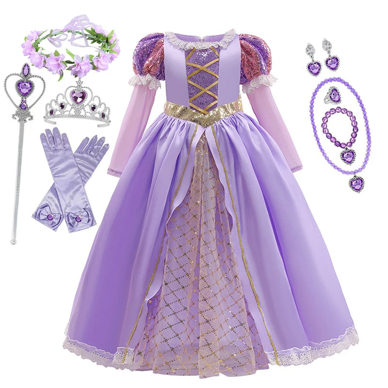 Girls Autumn Princess Dress Costume, Ages 2 to 10