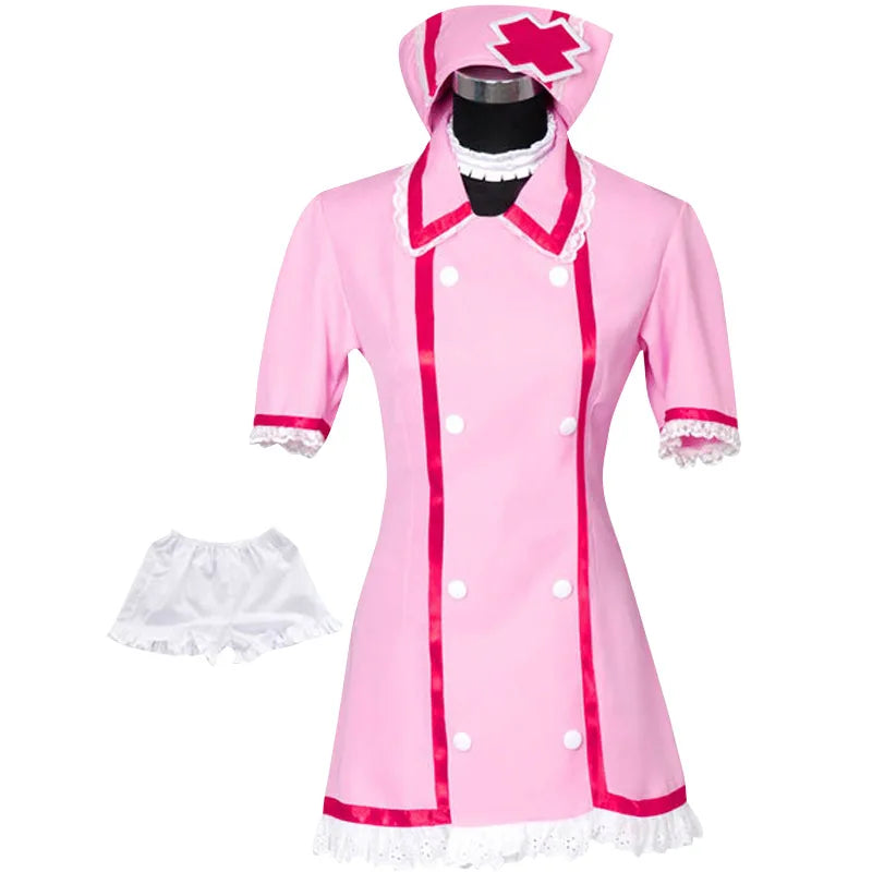 Women’s Pink Nurse Costume Dress with Hat and Socks
