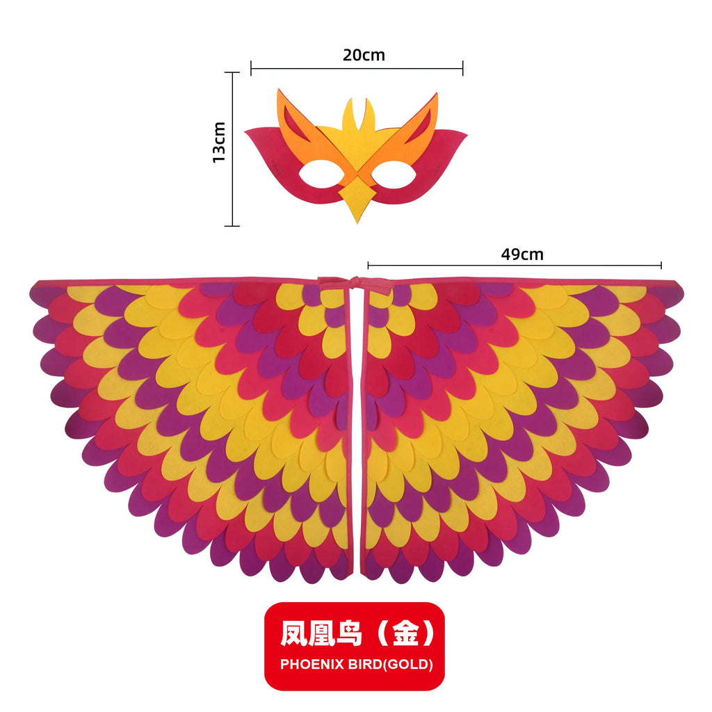 Bird Wings and Mask Costume Cape for Performances