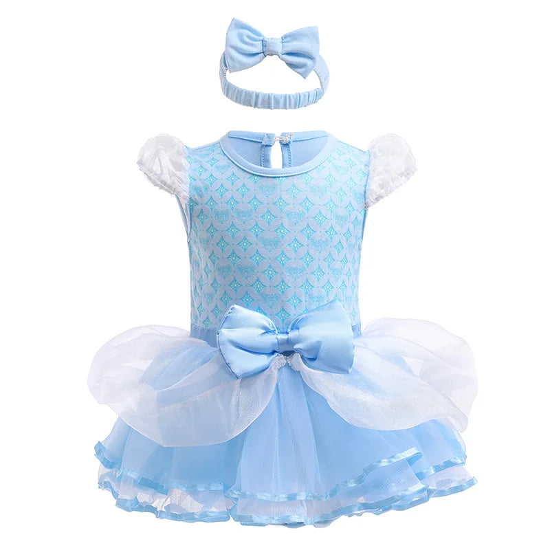 Baby Romper TUTU Dress With Headband Infant Baby Princess Girl Clothes Size 3-18M Cute Design Baby Dress Party Costumes