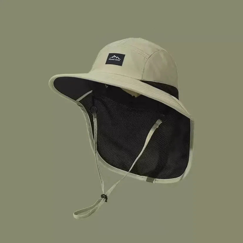 Unisex Wide Brim Sun Hat with Neck Flap & Mesh Panels