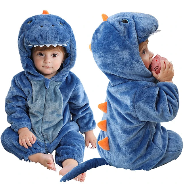 MICHLEY Carniva Baby Rompers Winter Clothes Flannel Hooded Bodysuits Pajamas Animals Overall Jumpsuit For Girls Boys Kids