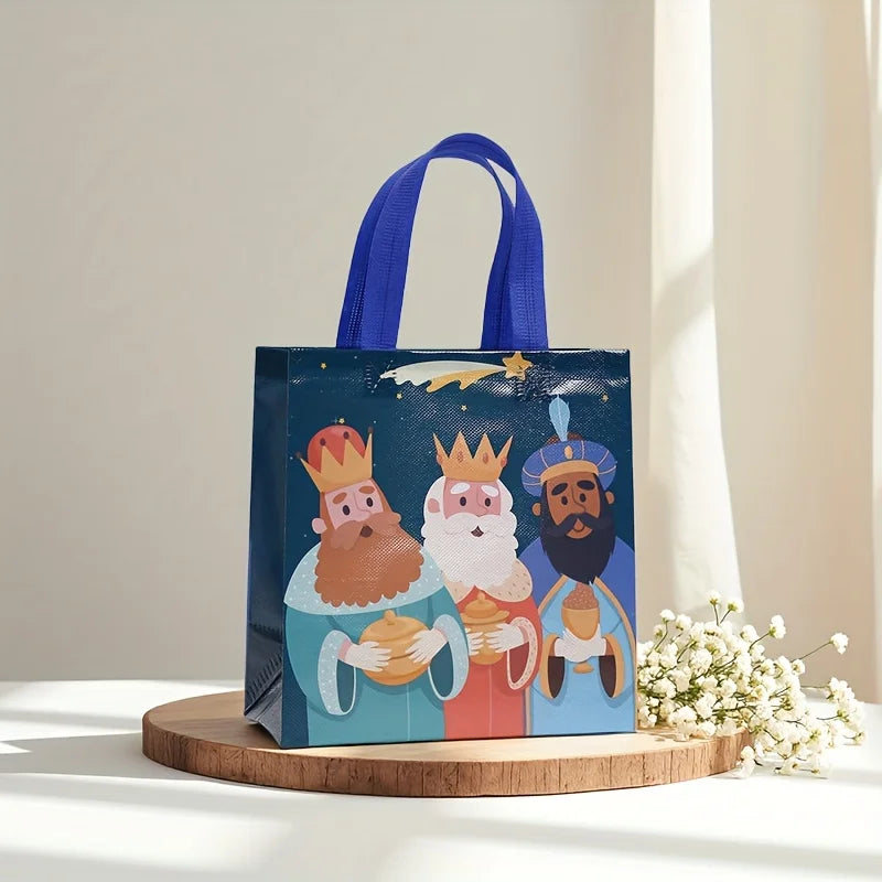 4/8/12Pcs Spain Three Kings Snowy Gift Wrapping Bags for Sweets Luxury Bags Festive Treat Candy Party Favor Tote