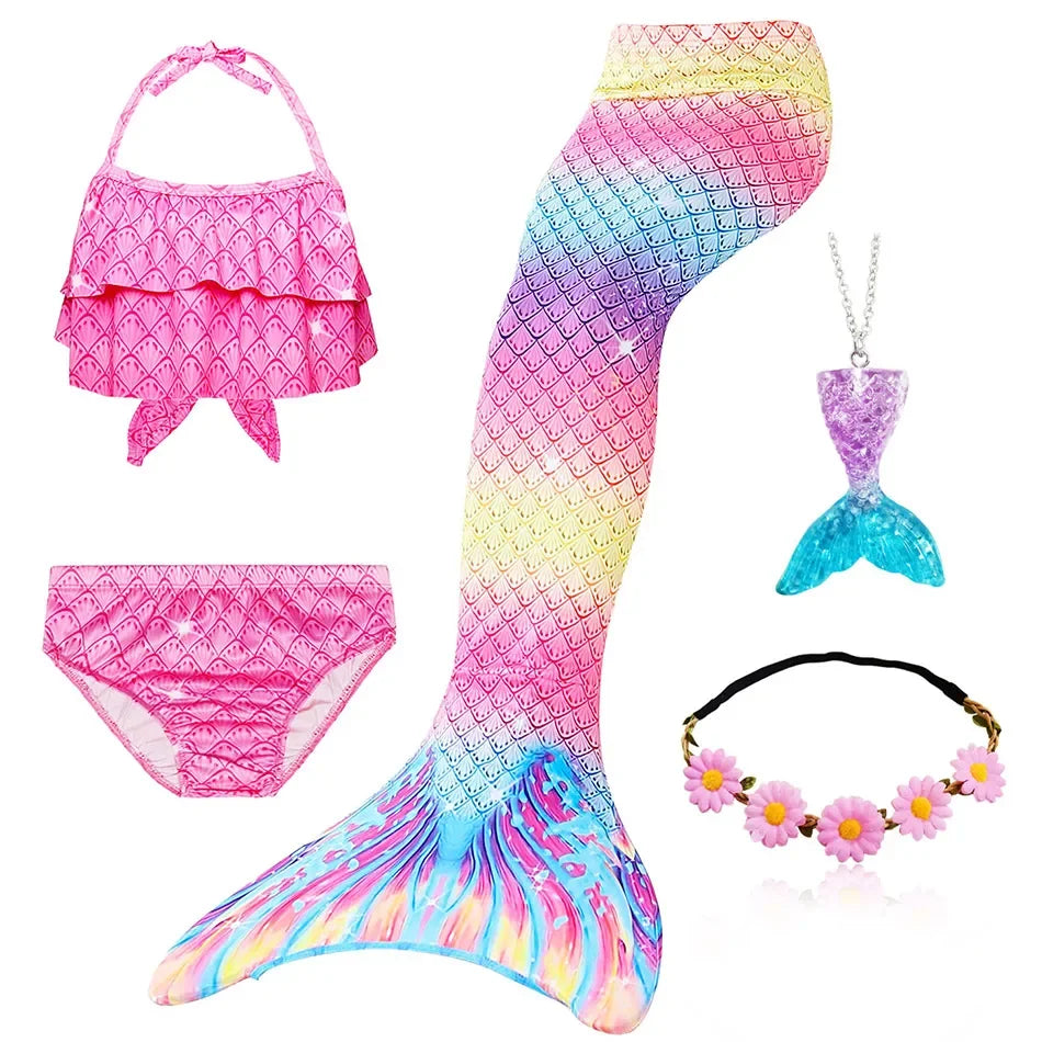 Girls Mermaid Tail Swimsuit Halloween Costume