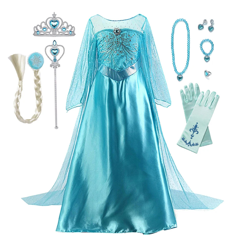 Girls Snow Queen Princess Dress Costume for Parties & Carnival
