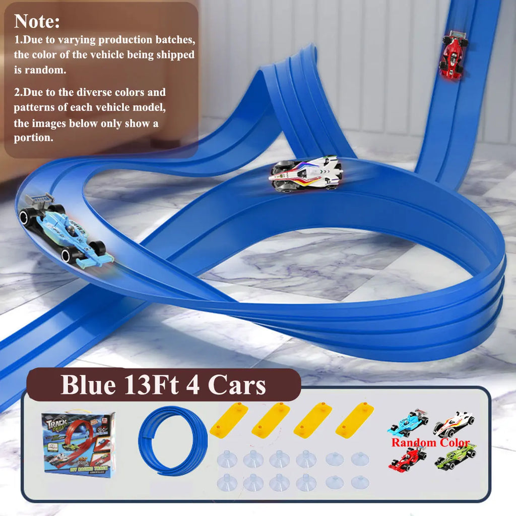 Flexible Race Track Children Toys DIY Double-track Racing Car Ramp Compatible 1/64th Cars Portable Rolls Up Boy Christmas Gift