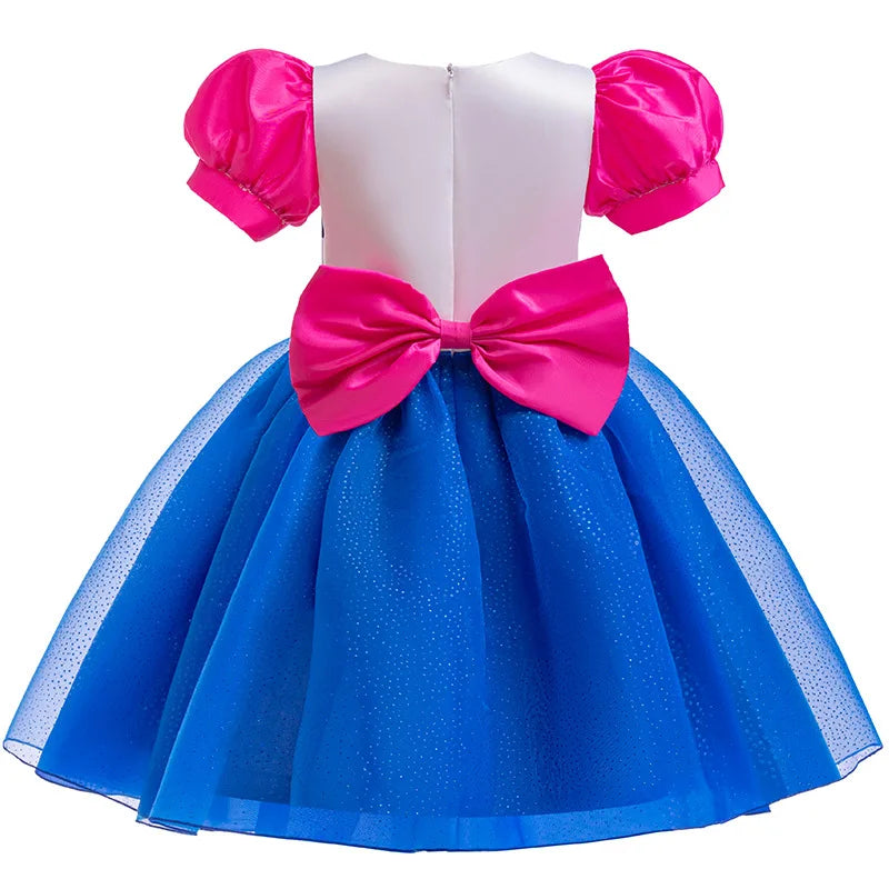 Girls Cat Inspired Princess Dress with Puff Sleeves and Tulle