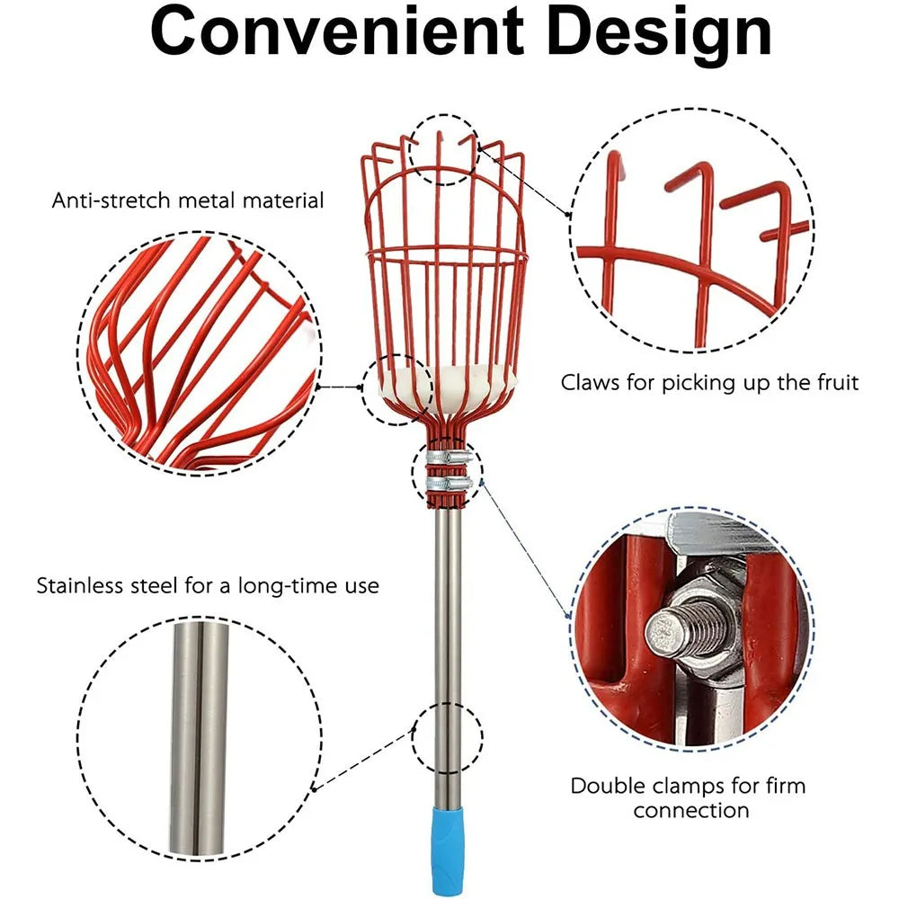 260cm Fruit Picker, Adjustable Depth Basket, Convenient Garden Tool, Picker Basket for Picking Apples