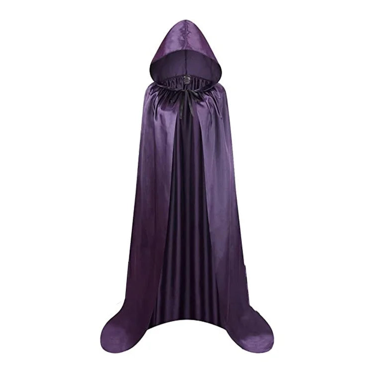 Black Hooded Halloween Cloak Long Witch Cape