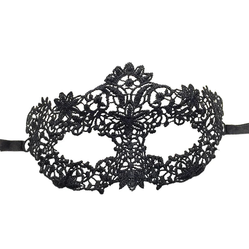 Black Lace Masquerade Eye Mask with Ribbon Ties