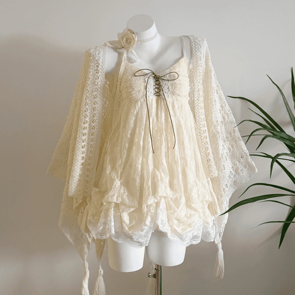 2000s Gothic Vintage Mini Dress Women Sleeveless Strap Party Dress Evening Lace Retro Cltohing Japanese Y2k Black Chic Lolita