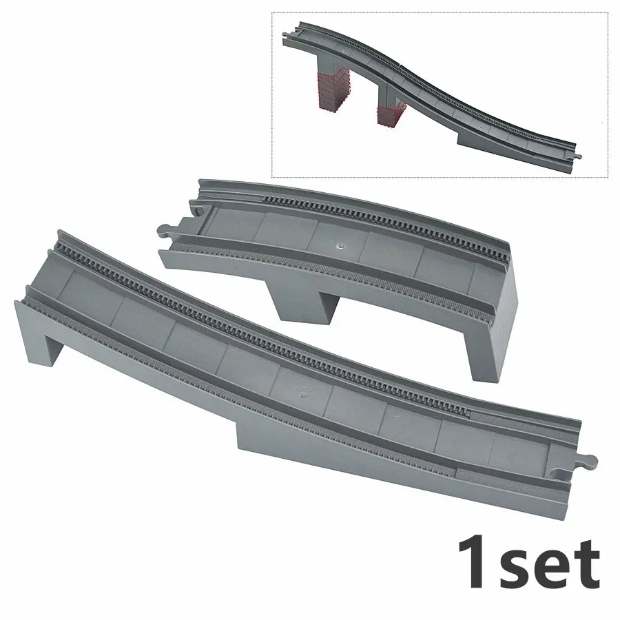 City View Large Building Bricks Wheel Bridge Big Size Track Bricks Train Straight Curved Switch Railway Compatible Duploes Toys
