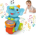 Baby Crawling Toy: Electronic Walking Elephant Drummer with Floating Ball, LED Lights, Music & Sounds | Interactive Sensory Toy