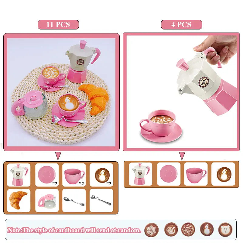 4/11PCS Retend Play Simulation Coffee Set Tableware Play House/Outdoor Kitchen DIY Afternoon Tea Game Toy For Children Kids Gift