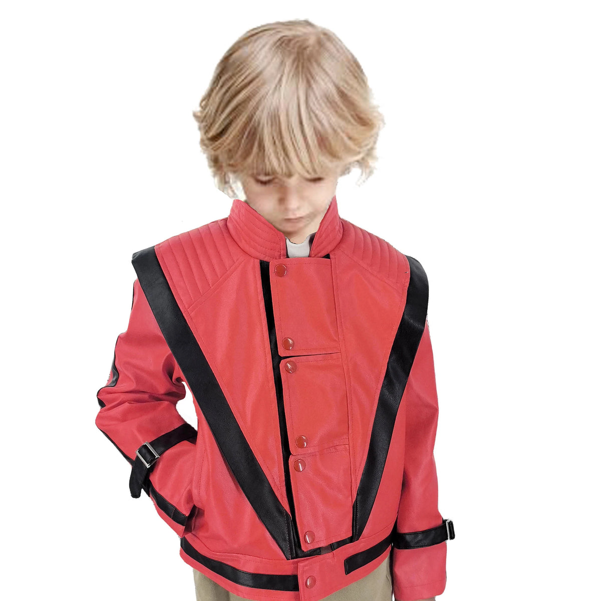 Red Leather-Style Jacket Costume for Halloween & Cosplay