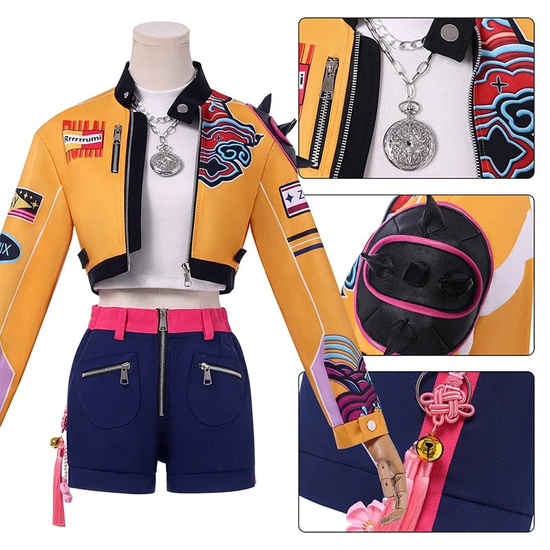 2026 Hot Selling Korean Style Halloween Costume Street Dance Set Embroidered Top and Shorts Set Stage Dance Hip-hop Performance