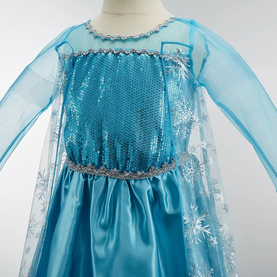 Girls Sequined Snow Queen Dress, Winter Princess Costume