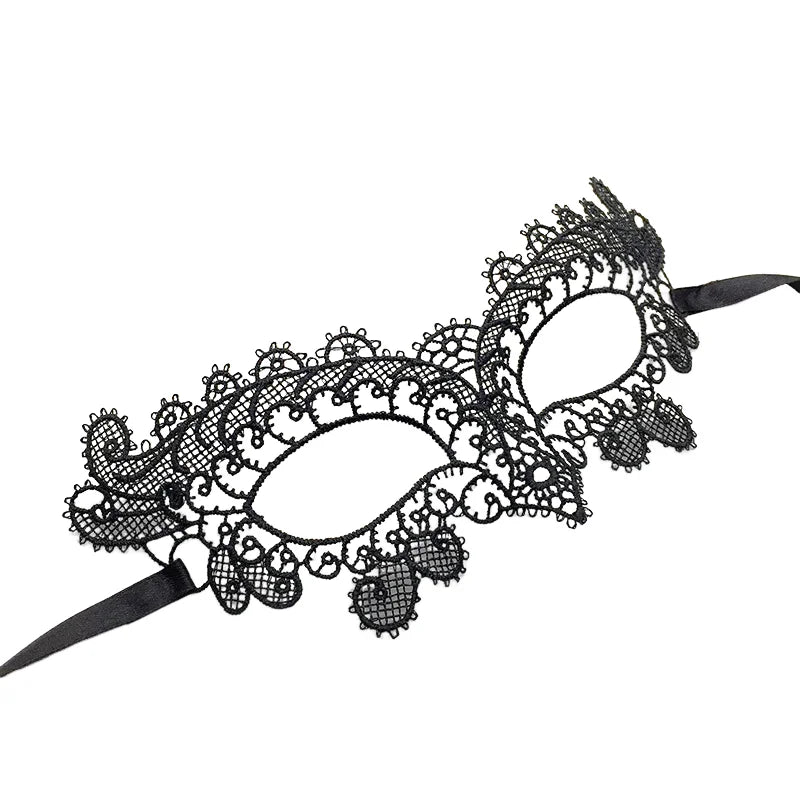 Black Lace Masquerade Eye Mask with Ribbon Ties