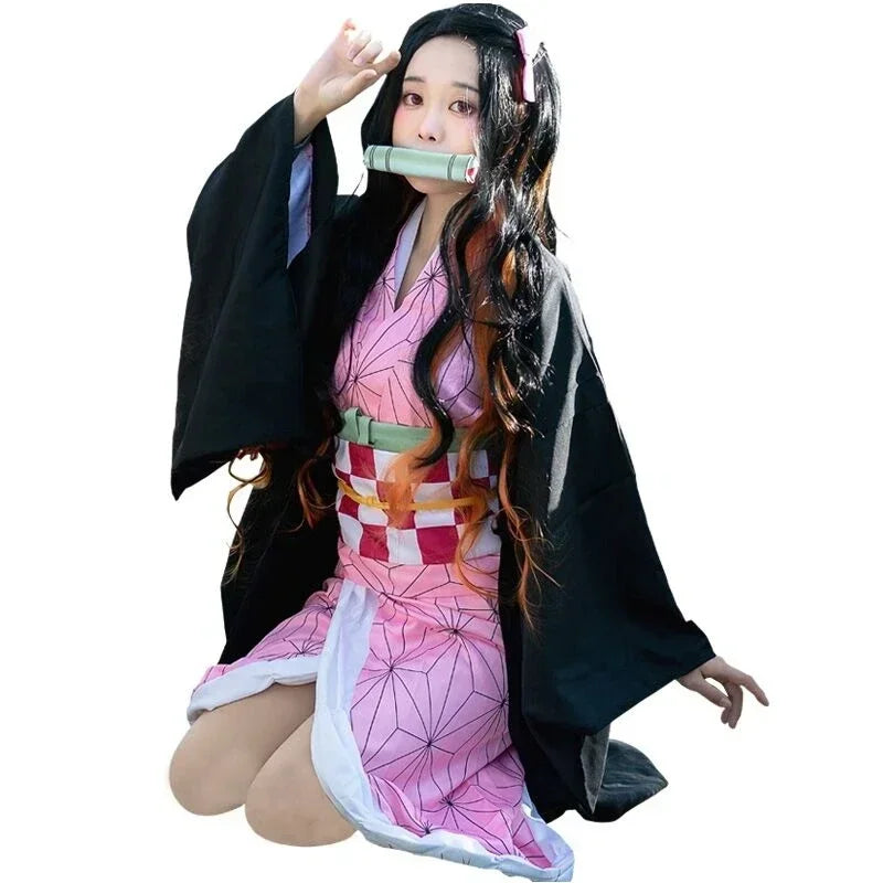 Women's Pink Kimono Cosplay Costume with Wig