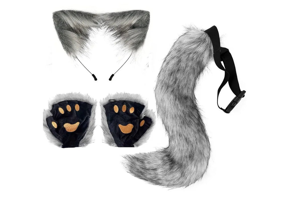 Halloween Party Fox Tail Fox Ears Set Plus Cute Paw Gloves Cosplay Animation Exhibition Character Handmade Plush Props
