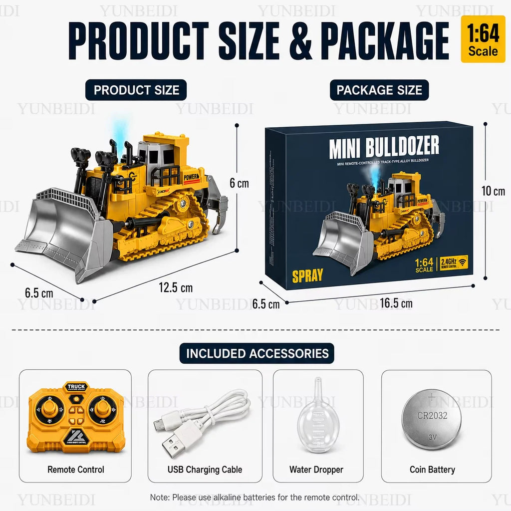 1:64 2.4G RC Mini Alloy Car Forklift with Trailer Excavator Desktop Game Remote Control Engineering Lift Truck Child's Toy Gifts