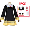 Anime-Inspired Black Dress Cosplay Costume with Pink Wig