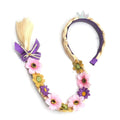 Long Braided Princess Wig with Floral Headband for Girls