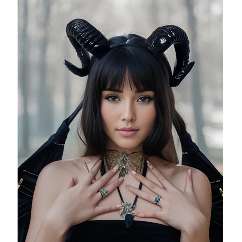 Black Demon Horn Headband Gothic Halloween Costume Accessory