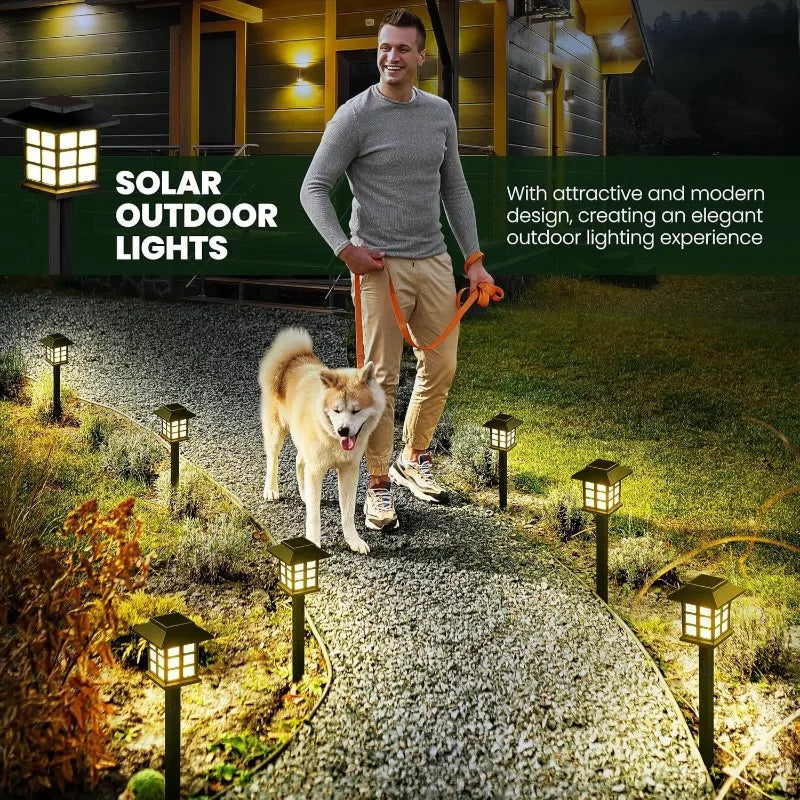 2 Pack Solar Pathway Light Outdoor Solar Lamp Waterproof Landscape Lighting for Garden Yard Patio Walkway Driveway Camping Decor