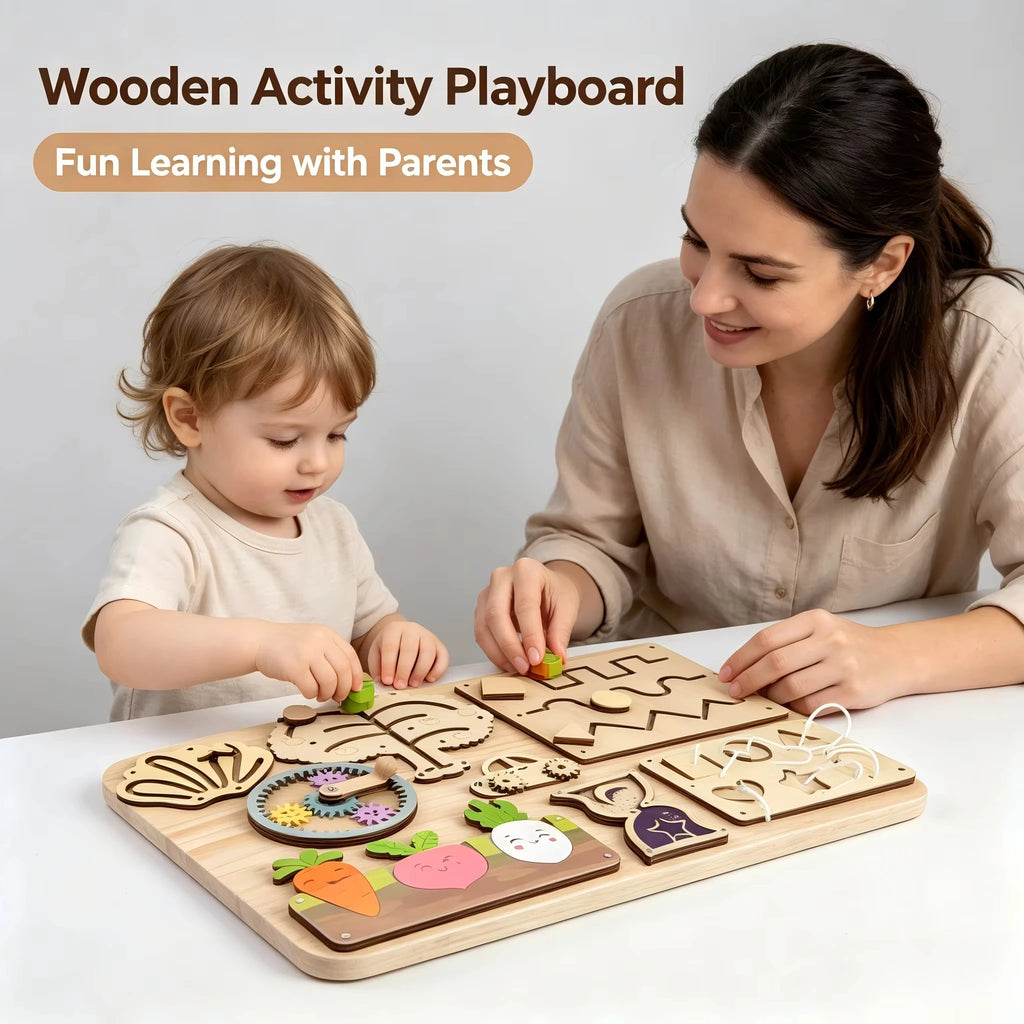 Montessori Busy Board Toys For Children Educational Games DIY Busy Board Parts Wooden Toys Sensory Board Games Puzzles For Kids