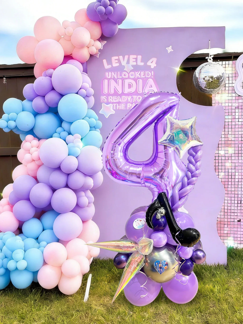 33pc Kpop Music-Themed Birthday balloon Pillar Set, Suitable for K-Pop Music-Themed Birthday Party Decorations and Disco-Themed