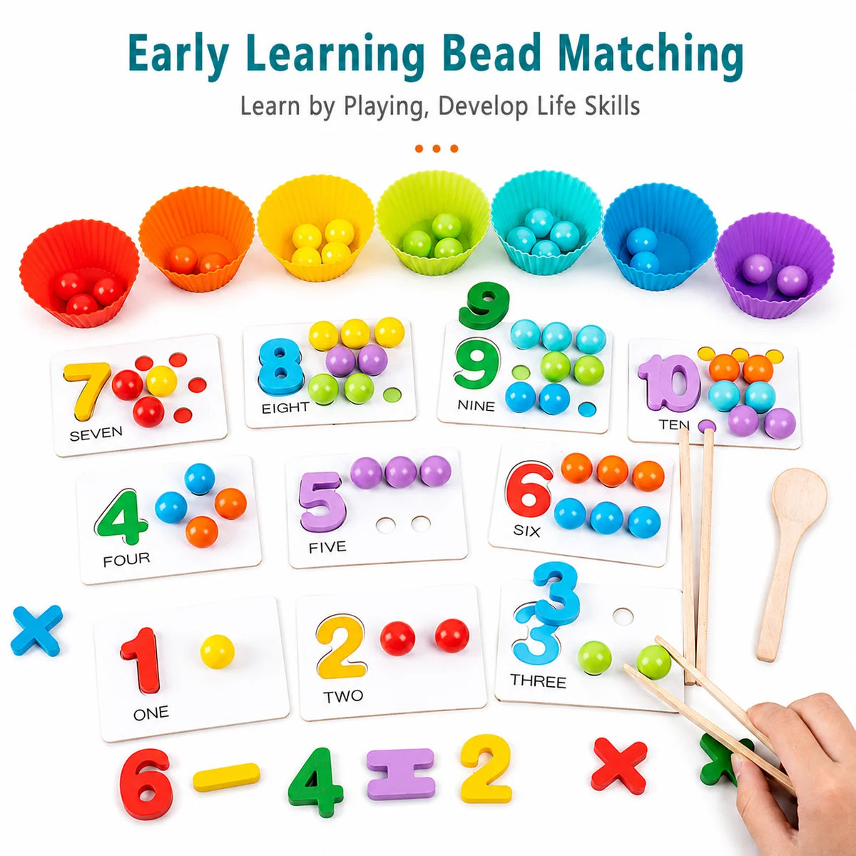 Montessori Math Teaching Aids for Children Baby Number Cognition Arithmetic Matching Educational Early Education Toys