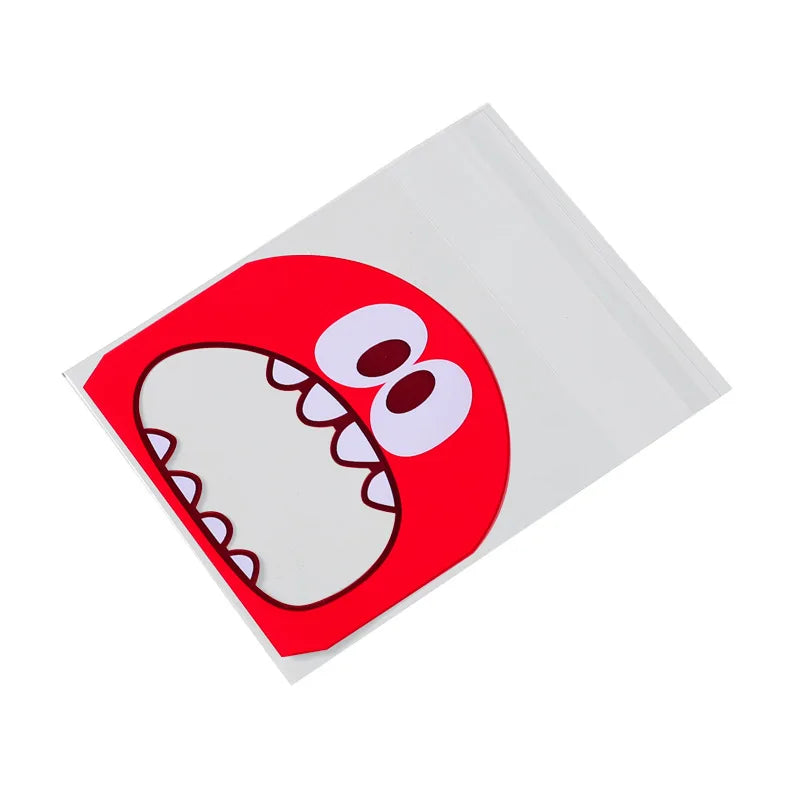 100pcs Cookie Candy Bag Cute Cartoon Self-adhesive Plastic Packing Bag For Biscuit Gift Food Packing, Baking Package