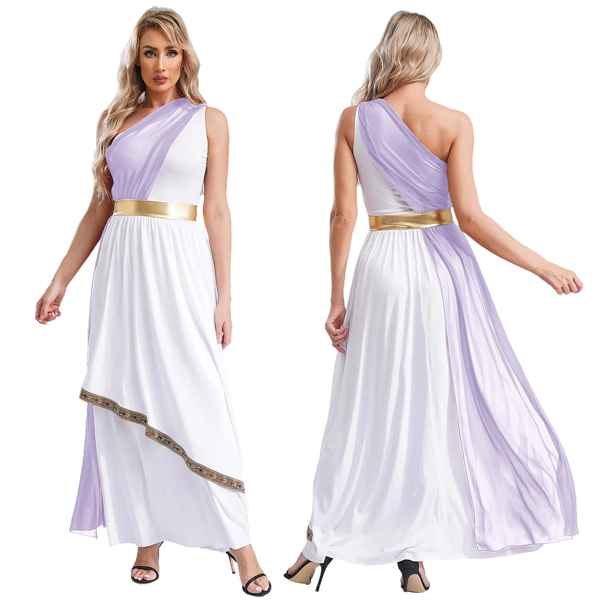 Women's Greek Goddess Toga Costume Dress with Tulle and Chiffon