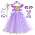 Girls Long-Hair Princess Dress Halloween Birthday Costume