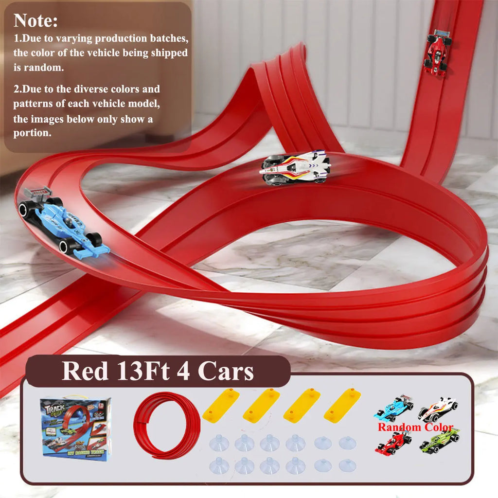 Flexible Race Track Children Toys DIY Double-track Racing Car Ramp Compatible 1/64th Cars Portable Rolls Up Boy Christmas Gift