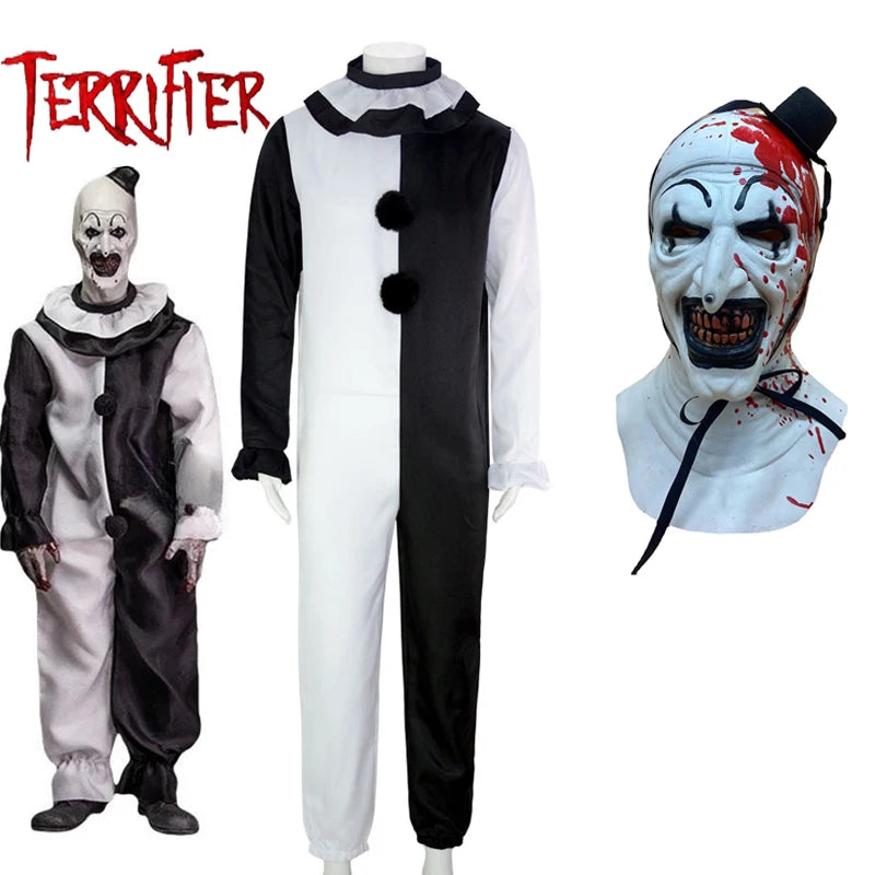 Horror Clown Jumpsuit Costume with Mask for Adults