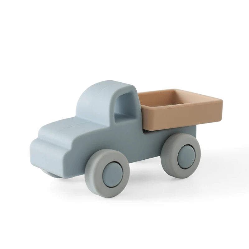 Montessori Baby Silicone Car Toys 0 12 Months Newborn Baby Things Silicone Baby Teether Toy Car  Educational Toy Silicone Blocks