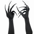 Gothic Black Long Gloves with Detachable Claw Nails