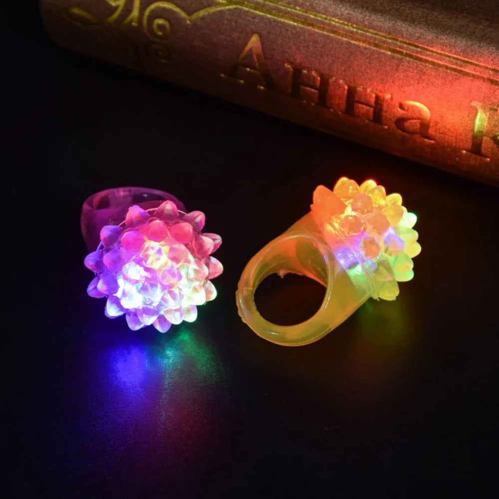 6/12/18Pcs LED Press Glow Strawberry Ring Birthday Party Prom Christmas Halloween Carnival Party Gift Decoration Children Reward