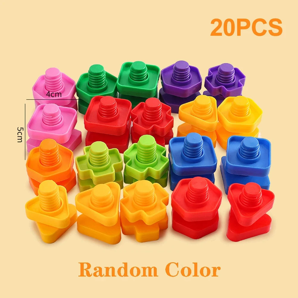 10/20pcs Set Screwing Building Blocks Creative Mosaic Puzzle Toys for Children Plastic Insert Nut Shape Boys Educational Toy