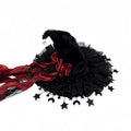 Lace Velvet Witch Hat with Lace Trim and Moon Pendant for Halloween Costume Party Masquerade Cosplay Party Accessory