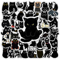 Funny Black Cat Cartoon Stickers DIY Waterproof Decals for Scrapbook Diary Junk Journals Laptop Phone Luggage Bottles Decoration