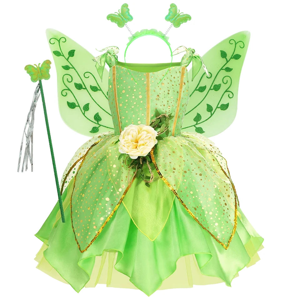 Girls Flower Fairy Princess Dress Costume for Summer Parties