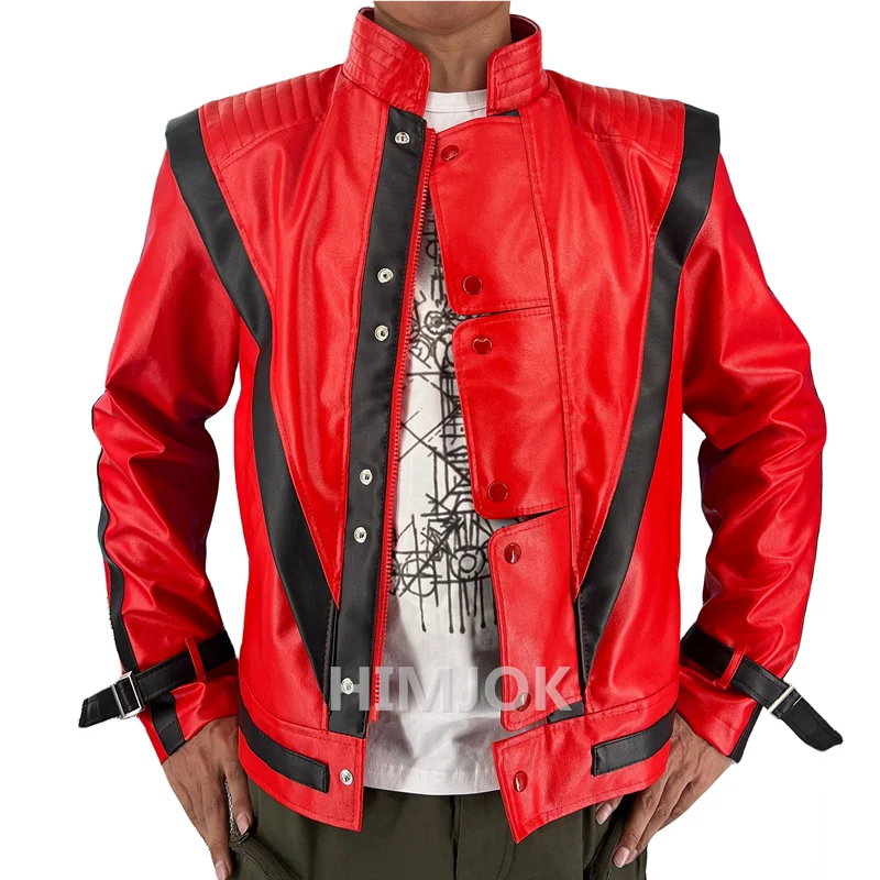 Red Leather-Style Jacket Costume for Halloween & Cosplay