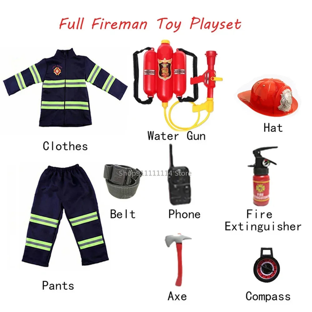 Kids Firefighter Uniform Costume for Halloween & Role Play