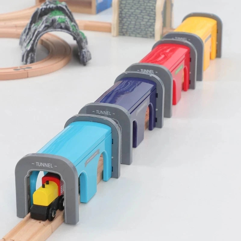 All Kinds of Wooden Train Tracks Accessories Beech Wood Railway Tracks Wooden Bridge Tunnel Fit for Wood Tracks Toys