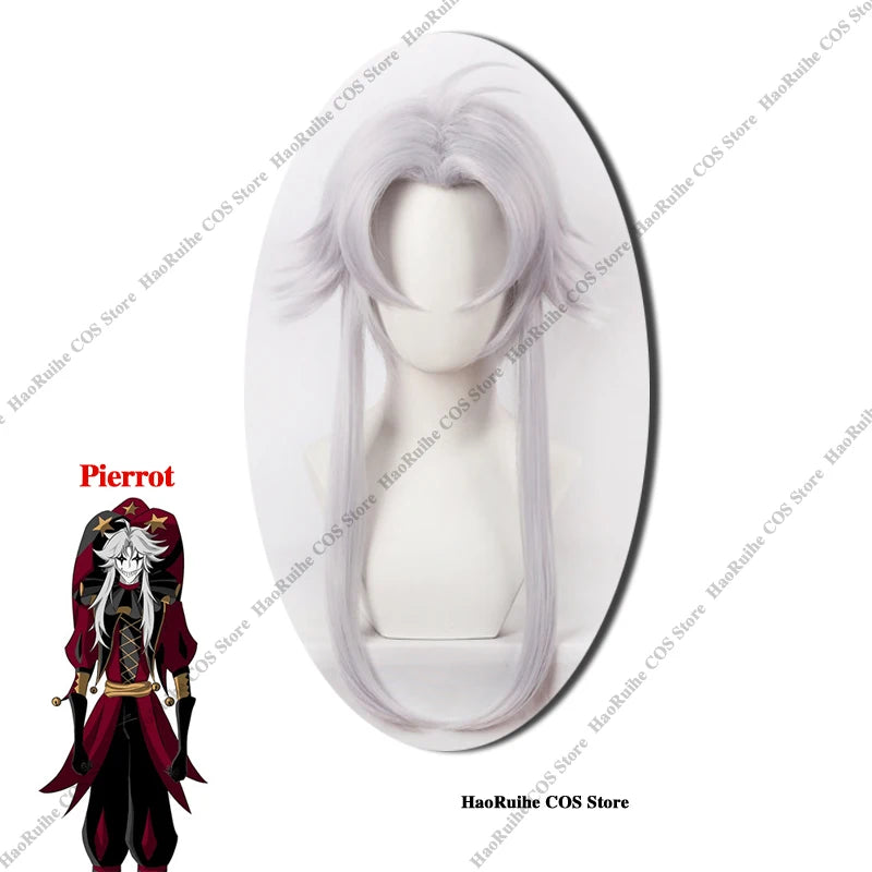 Adult Pierrot Jester Clown Costume Top Pants & Wig