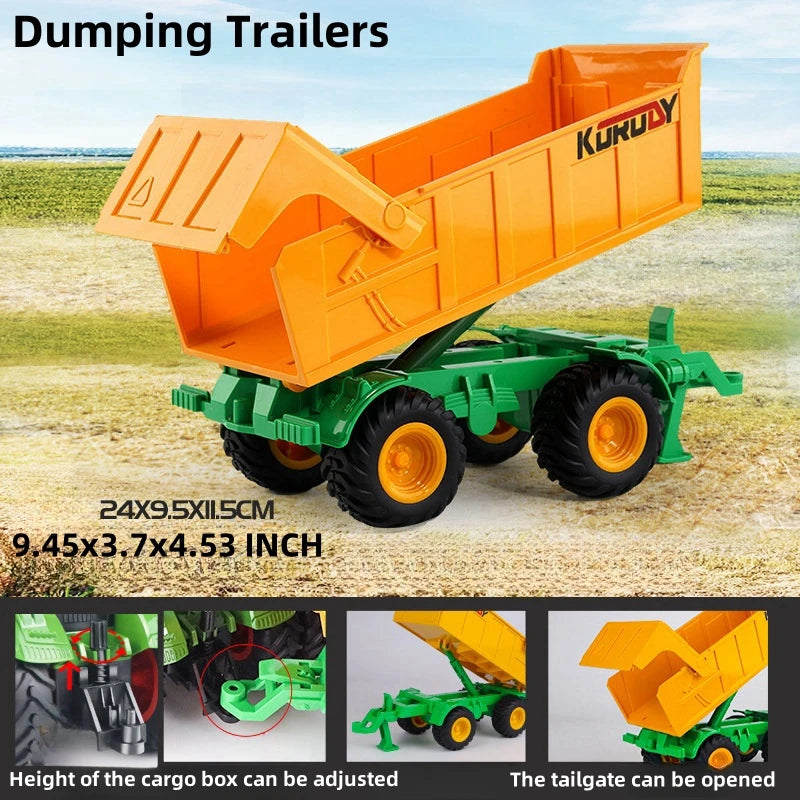 Large Scale Tractor Toys DIY Farmer Car Playset Toy Transport Trailer Engineering Birthday Gifts