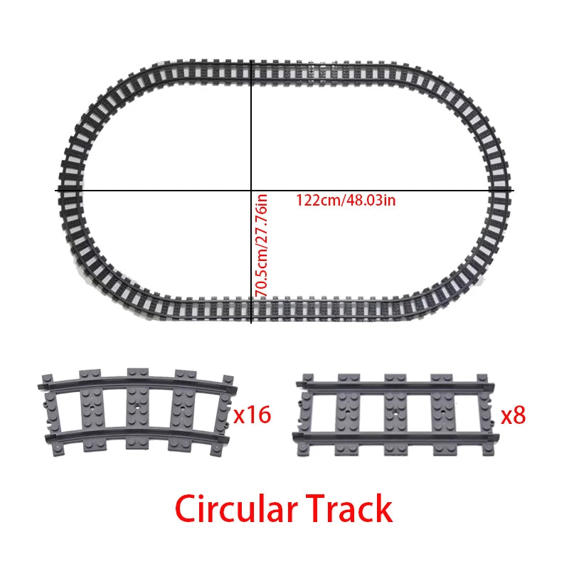 City Trains DIY Building Blocks Straight Curved Rail Bricks Parts Bridge Tunnel Model Soft Flexible Cross Tracks Railway MOC Toy